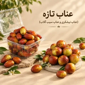 عناب تازه داتچین در دو طعم نیشکری (شیرین) و سیب گلاب (ملس)