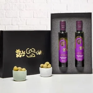 بسته کادویی همیشه سبز داتچین حاوی دو بطری روغن زیتون